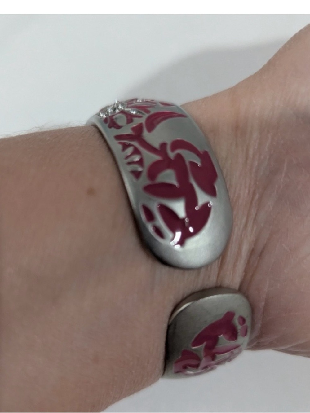 Accutime Silver & Pink Women's Bracelet Watch - Picture 2 of 5